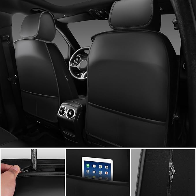 CAR PASS Nappa Leather Car Seat Covers Full Set, Luxury Seat Protector for Cars, Waterproof Anti-Slip Seat Cushion Armrest Co
