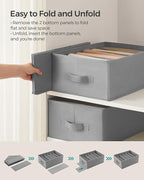 SONGMICS Set of 6 Large Size Wardrobe Clothes Organizers, 6-Compartment Foldable Drawer Organizers with Handles, 16.5 x 11.8 