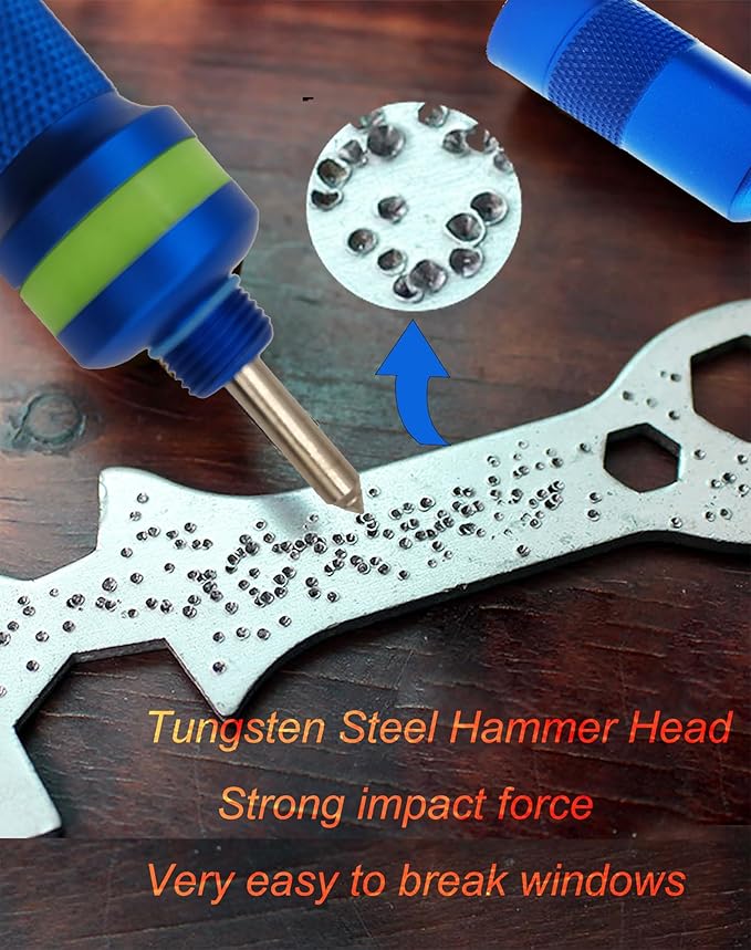 Window Breaker Seatbelt Cutter, Glass Breaker, Spring Loaded Window Breaker with Light Glow Ring, Emergency Car Escape Tool f