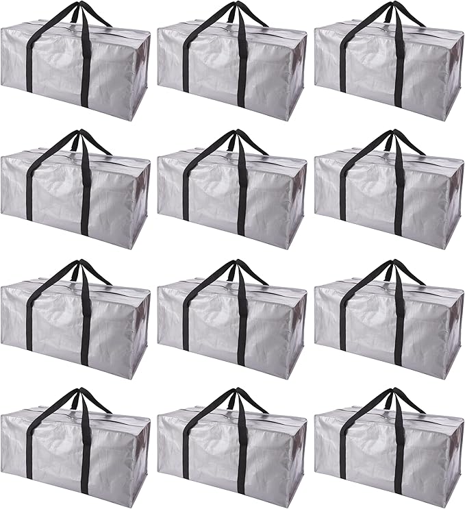PANDA JOYS Extra Large Moving Bags with Zippers & Carrying Handles, Heavy-Duty Storage Tote for Space Saving Moving Storage, 