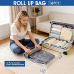 AROIC 50 Pack Vacuum Storage Bags, 5 Sizes + 2 Roll-up (8 Each) Space Saver Vacuum Sealer Bags for Clothing with 1 Electric P