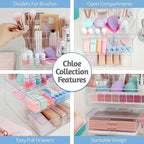STORi Chloe Clear Plastic Stackable Desk Organizer, Rectangular 6-Compartment Office Supply Holder for Pens, Markers & Notepa