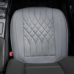 1-Pack Leather Front Car Seat Covers - Bottom Car Seat Covers Fully Wrapped, Non-Slip and Waterproof, Fits Most Vehicles Gray