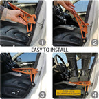 TOOENJOY Universal Fit Car Door Step, Foldable Roof Rack Door Step Up on Door Latch, Both Feet Stand Pedal Ladder, Easy Access to Rooftop for Most Car, SUV, Truck(Orange)