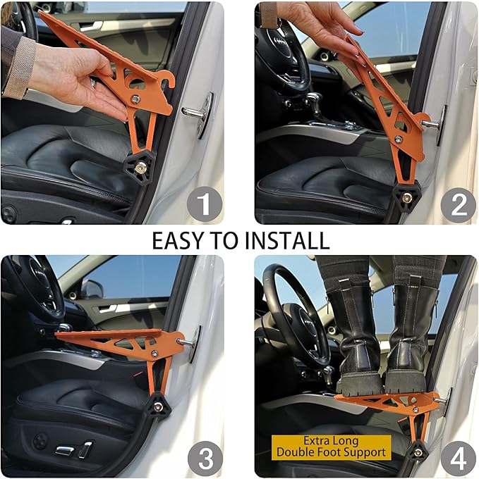 TOOENJOY Universal Fit Car Door Step, Foldable Roof Rack Door Step Up on Door Latch, Both Feet Stand Pedal Ladder, Easy Access to Rooftop for Most Car, SUV, Truck(Orange)