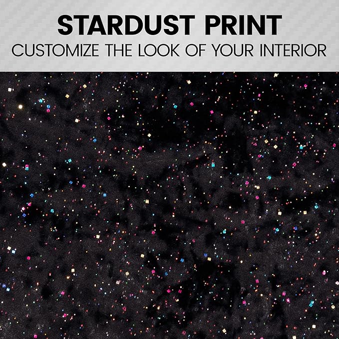 BDK Black Stardust Car Seat Covers for Front Seats, 2 Count.Glitter Pattern Front Seat Cover Set with Matching Headrest, Side