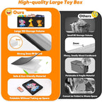 Mabahoo Extra Large Toy Box, Collapsible Storage Organizer with Lids, Cute Animals Toybox for Boys Girls, 40"x14"x16" Kids To