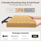Fun Memories Floating Shelves for Wall 36 Inch Set of 3, Farmhouse Floating Shelves with Invisible Heavy Duty Bracket, 10 Inc
