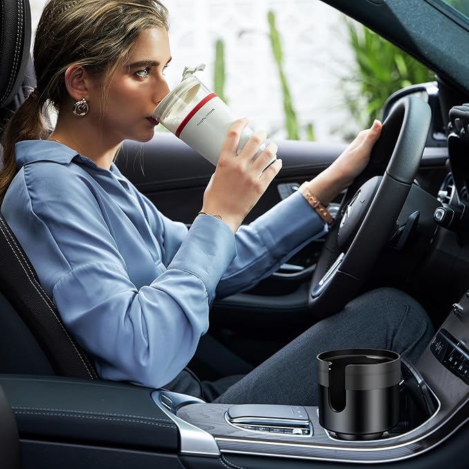 Car Cup Holder Expander, Automotive Cup Holders for Car with Adjustable Base and Rubber Pad, Fits Most Bottles 20-40 oz (3.4"