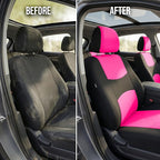 FH Group Flat Cloth Full Set Car Seat Covers Three Row 7 Seater - Universal Fit for Cars, Trucks & SUVs Pink