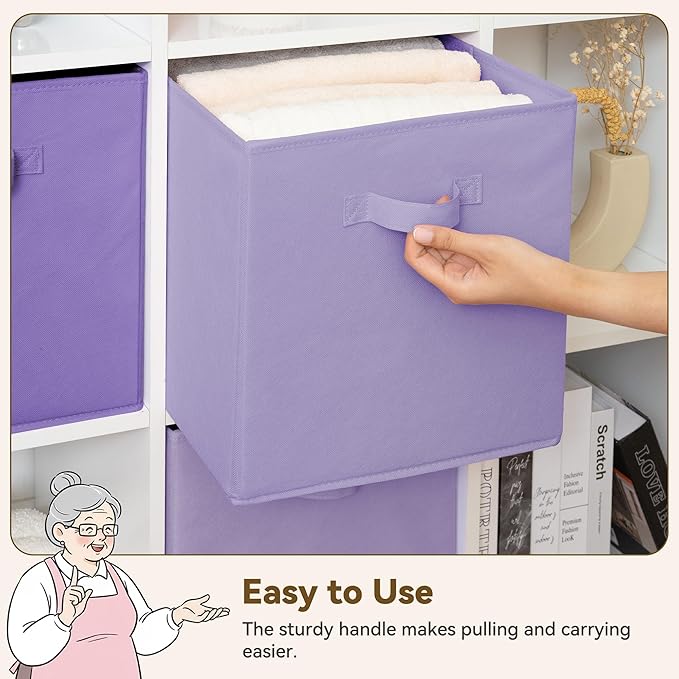 GRANNY SAYS Cube Storage Bins, 13 Inch Cube Storage Organizer, Fabric Storage Bins, Storage Cubes for Shelves, Closet, Purple