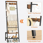 HOOBRO Blanket Ladder, 7-Tier Giraffe Shape Towel Rack for Living Room and Bedroom, 63.4" H Decorative Ladder Shelf with Hook