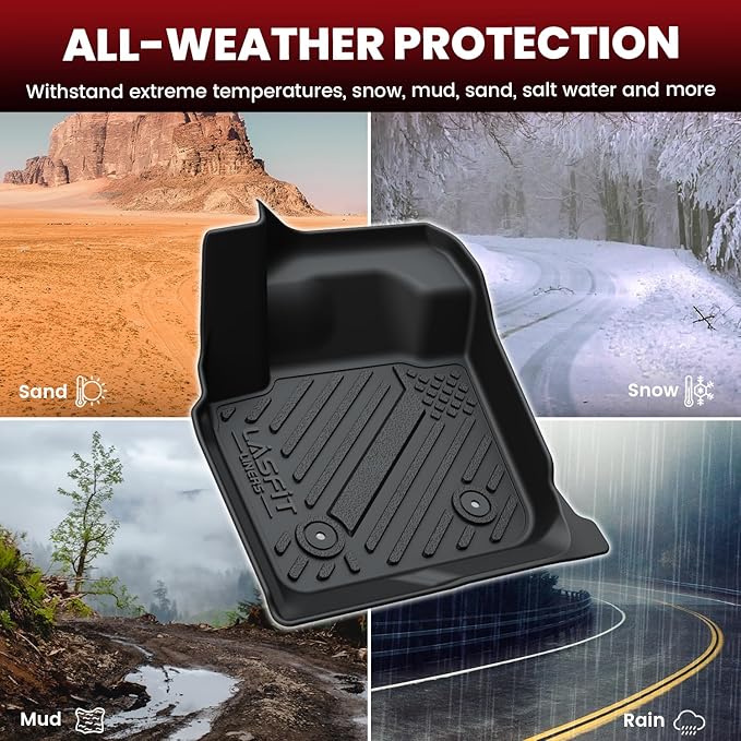 LASFIT Floor Mats & Trunk Mat for Ford Fusion 2013-2016 (Only Fit Gasoline) All Weather TPE Mats Custom Fit Floor Liner for Fusion1st & 2nd Row Car Mats and Cargo Liner, Black
