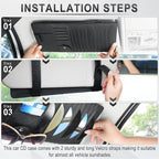 alpmosn Sun Visor CD Case Holder for Car - Multi-Function Visor Organizer with CD/DVD Storage, Eyeglass Clip, Card Slots & Pen Holder, Durable Leather Car Accessories (Black)