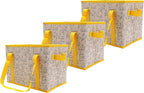 Earthwise Deluxe Collapsible Reusable Shopping Box Grocery Bag Set with Reinforced Bottom Bins Cubes (Set of 3)