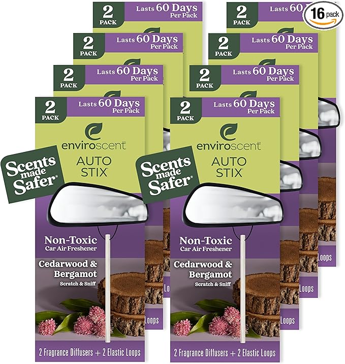 Enviroscent Non-Toxic* Car Air Freshener Auto Stix® - Scents Made Safer - Enjoy Fragrance That Lasts Up to 480 Days - Include