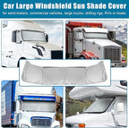 X AUTOHAUX Semi-Truck Sunshade for Windshield and Side Window Full Covered 240T Nylon Polyester Foldable Sun Shade Sun Heat Proctection Cool Temperature for Trailer Commercial Big Rig Trucks