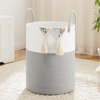 Artfeel Laundry Basket,Woven Cotton Rope Laundry Hamper,60L for Decorative Storage of Dirty Clothes,Toys and Blankets in Bath