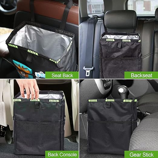 Car Trash Can 3.5 Gallons Ultra Large Car Trash Bag Hanging, Capacity Organizer and Storage with Adjustable Straps, Leakproof Lining and Spring Frame Closure for Interior Stuff Storage