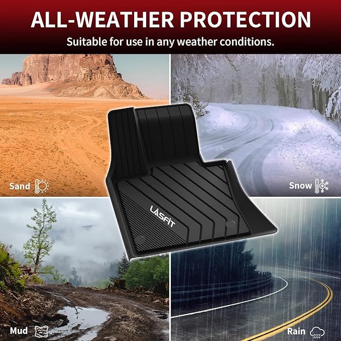 LASFIT Floor Mats for BMW X5 (F15) 2014-2018 / for BMW X6 (F16) 2015-2019, Custom Fit TPE All Weather Floor Liners 1st & 2nd Row Car Mat, Black