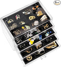 ProCase Earring Holder Organizer Jewelry Box with 5 Drawers, Acrylic Clear Earring Case with Adjustable Velvet Trays for Wome