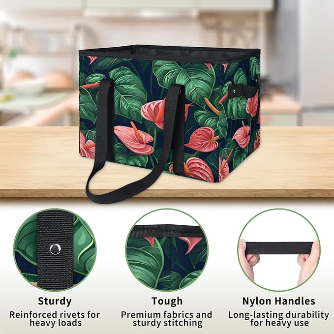Reusable Grocery Bag, Foldable Large Shopping Tote Bag for Groceries Kitchen Picnic Car Trunk