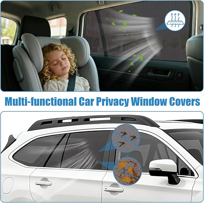 Car Window Shades for 2021-2024 Outback - Rear Side Window Sun Shade for Baby, Breathable Mesh Car Privacy Window Covers, UV Protection & Heat Insulation for Road Trips, Napping, Camping