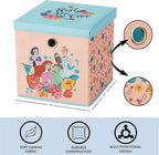 Idea Nuova Disney Princess Collapsible Fabric Storage Cube,10” Organizer Bin with Lid for Bedroom, Playroom, and Closet