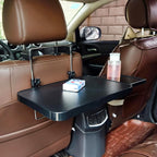 2 in 1 Car Steering Wheel Tray/Back Seat Headrest Tray for Eating Food Drink and Writing Laptop Work, Black Car Desk