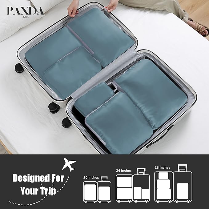 PANDA JOYS 4 Set Compression Packing Cubes Travel - Travel Accessories Expandable Packing Organizers for Carry On - Essential