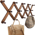 OROPY Wood Accordion Wall Hanger, Expandable Coat Rack Wall Mount with 14 Pegs, Expanding Hat Rack for Wall, X Shape, 27"×10"