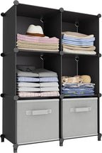 6-Cube Storage Organizer, Closet Organizer Storage Cabinet Shelf Bookcase Bookshelf with Metal Hammer, Storage Cubes Organize