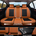 Coverado Car Seat Covers Full Set, Car Seat Protector Car Seat Cushion, Nappa Leather Seat Covers for Cars, Front and Back Se