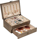 Pinzoveco Jewelry Box for Women, Rustic Wooden Jewelry Organizer Box for Storage Earrings Rings Necklace Bracelet, Farmhouse 