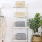 Storage Bins with Lid, Foldable Clothing Storage Box case with Handle for Closet, Bedroom, Home, Gray+Apricot, 13L x 12.5W x 
