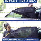 EcoNour Car Rear Window Screens (2 Pack) | Stretchable & Breathable Car Side Window Sun Shades for Sun Protection | Breathable Window Shades for Privacy Blackout | (XXL 48"x26")