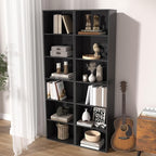 Wooden 6 Cube Storage Organizer, Vintage Brown 6 Cube Storage Shelf, 6 Tier Closet Organizers Storage Cubes Display Cubby for