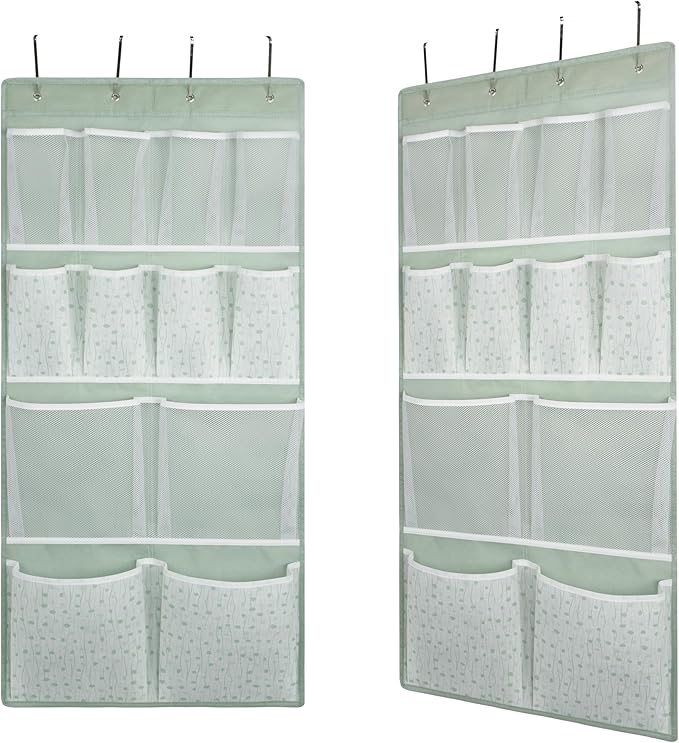 2 Pack- 12 Pocket Over Door Hanging Storage Organizer with 4 Kinds Pouch,Back of Closet Hanging Shelf Storage Organization fo