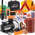 AUTODECO Car Emergency Roadside Assistance Kit with Jumper Cables Tire Inflator Automotive Kit for Car Vehicle（Orange）