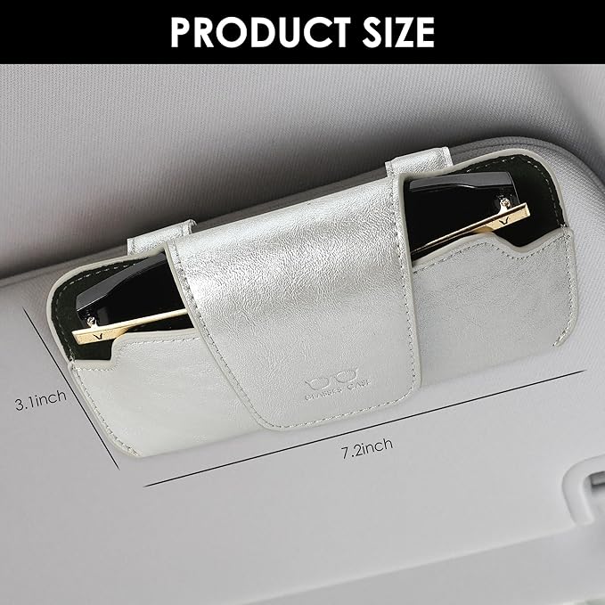 Sunglass Holder for Car Visor, Car Sunglasses Holder Leather, Eyeglasses Holder Glasses Storage Case Visor Accessories