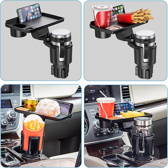 Car Cup Holder Tray, 5 in 1 Adjustable Car Cup Holder Expander Detachable Car Food Tray & Organizer – Automotive Cup Tray Tab