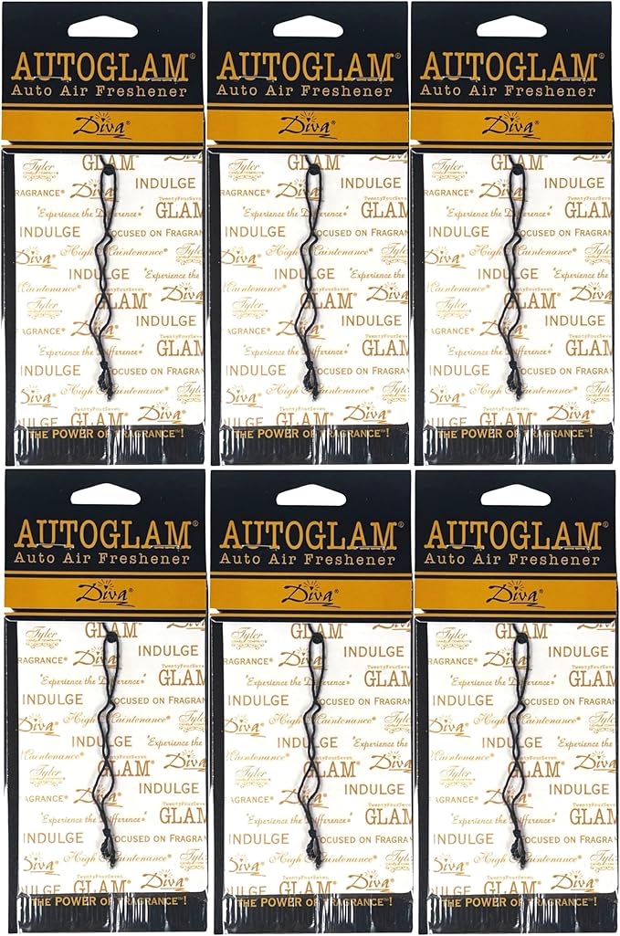 Tyler Candle Company Diva AutoGlam Auto Air Fresheners – Set of 6 – Long-Lasting Luxury Car Air Freshener – Warm Fruity Flora