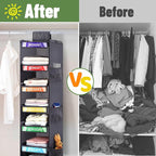 6-Shelf Weekly Clothes Organizer for Kids, Hanging Daily Closet Organization with 6 Side Pockets, Days of The Week Clothing D