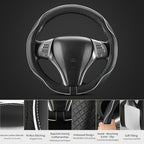 Leather Car Steering Wheel Cover,Anti-Slip, Safety,Soft,Breathable,Heavy Duty,Thick,Full Surround, Sports Style,Universal Car