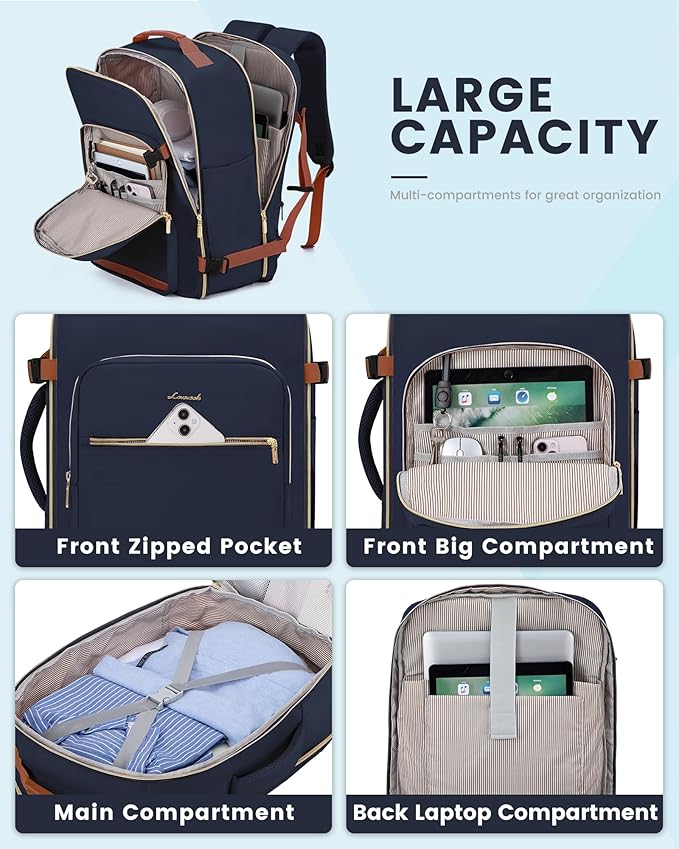 LOVEVOOK Travel Backpack for Women & Men 40L,Airline Approved Carry On Backpack Travel Essentials,TSA Carry on Luggage,Waterp