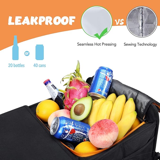 HEYTRIP Large Trunk Organizer With Built-in Leakproof Cooler Bag, 2 Tie-Down Straps, 4 Removable Dividers, Foldable Cover, Buil
