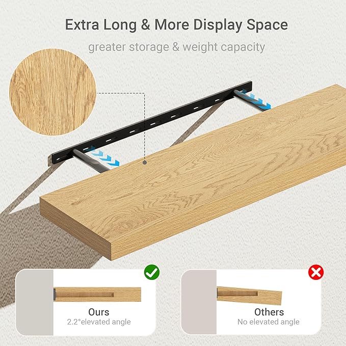 Vivelove 10 inches Deep Floating Shelves 36 inch Long, Single Wall Shelves Heavy Duty 70 lbs for Bedroom, Bathroom, Living Ro
