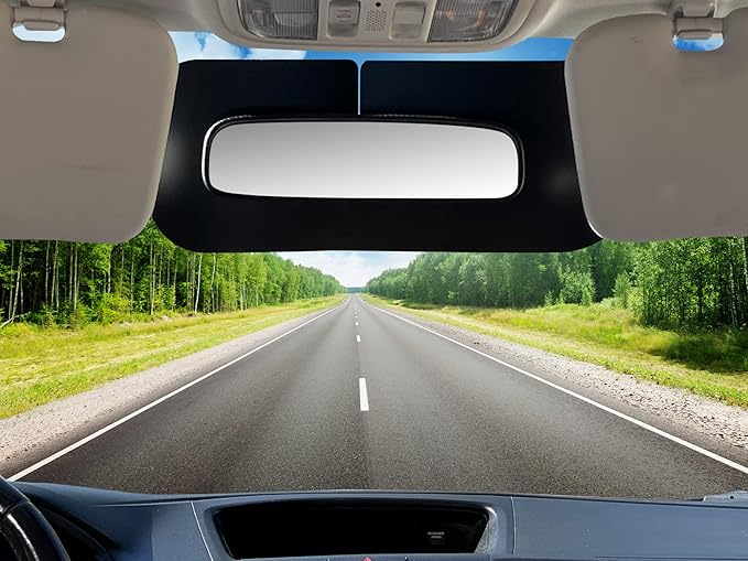 MirrorVisor Rearview Rear View Mirror Sun Visor for Car Mirrors Sunshade Extender Anti-Glare Car Sun Visor Protects from Sun Glare UV Rays Universal for Cars SUVs Vehicles Trucks