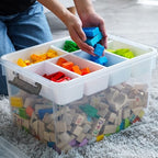 Citylife 32 QT Plastic Storage Box with Removable Tray Craft Organizers and Storage Clear Storage Container for Organizing Be