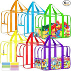 6 Color XXL Toy Storage Bags 16.5×11.8×6.8In with Labels, Large Capacity Reusable Clear PVC Storage Bags, Travel Waterproof O